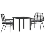 Garden Dining Set 3 pcs Black Poly Rattan 3380855