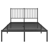 Metal Bed Frame without Mattress with Headboard Black 120x190cm 350861