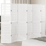 Room Divider 6 Panels White Solid Wood Paulownia 358793