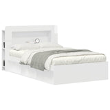 Headboard Cabinet with Storage High Gloss White Engineered Wood 8001268