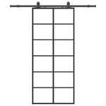 Sliding Door with Hardware Set Black 90x205 cm ESG Glass 3375791