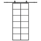Sliding Door with Hardware Set Black 90x205 cm ESG Glass 3375791