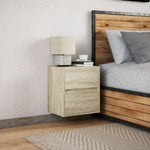 ZNTS Wall-mounted Bedside Cabinet with LED Lights Sonoma Oak 3307965