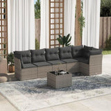 ZNTS 7 Piece Garden Sofa Set with Cushions Grey Poly Rattan 3217670