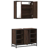 2 Piece Bathroom Furniture Set Brown Oak Engineered Wood 3300914