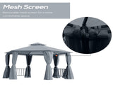 3 x 3 Hexagon Gazebo Patio Canopy Party Tent Outdoor Garden Shelter w/ 2 Tier Roof & Side Panel T3398P315971