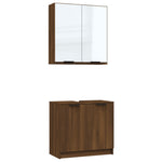 ZNTS 2 Piece Bathroom Cabinet Set Brown Oak Engineered Wood 3115867