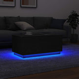 Coffee Table with LED Lights Black Oak 90x49x40 cm 862254