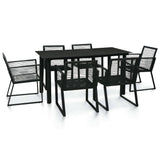 7 Piece Outdoor Dining Set PVC Rattan Black 3058284