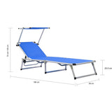 Sun Lounger Blue Aluminium Standard Foldable 44332