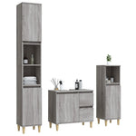 ZNTS 3 Piece Bathroom Cabinet Set Grey Sonoma Engineered Wood 3185541