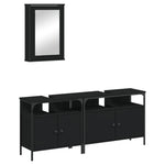 ZNTS 3 Piece Bathroom Furniture Set Black Engineered Wood 3214785
