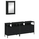 ZNTS 3 Piece Bathroom Furniture Set Black Engineered Wood 3214785