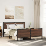 Metal Bed Frame without Mattress Brown Oak 140x200 cm 3301370