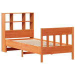 ZNTS Bed Frame without Mattress Wax Brown 90x200 cm Solid Wood Pine 3323232