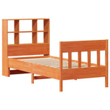 ZNTS Bed Frame without Mattress Wax Brown 90x200 cm Solid Wood Pine 3323232