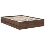 Bed Frame with Drawer Brown Oak 140 x 190 cm Engineer Wood 3411123