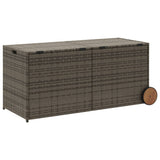 Garden Storage Box with Wheels Grey 283L Poly Rattan 365318