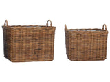 Planter Basket with Storage 2 pcs Brown Lacak Rattan 42020970