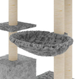 Cat Tree with Sisal Scratching Posts Light Grey 142 cm 171592