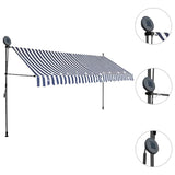 Manual Retractable Awning with LED 400 cm Blue and White 145847