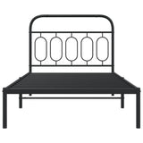 Metal Bed Frame without Mattress with Headboard Black 107x203cm 377113