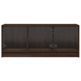 TV Cabinet with Glass Doors Brown Oak 102x37x42 cm 836412