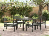 Garden Dining Set with Cushion 5 pcs Black Rattan 3380814