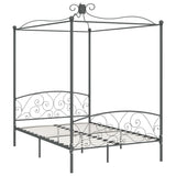 284483 Canopy Bed Frame without Mattress Grey Metal 140x200 cm