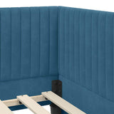 Corner Bed Frame with Headboard Blue 90 cm x 200 cm Velvet 42016265