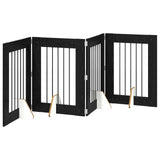 Foldable Dog Gate with Stands 4 pcs Black Oak 241 cm 892097