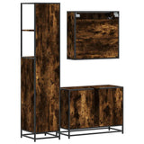 3 Piece Bathroom Furniture Set Smoked Oak Engineered Wood 3301142