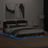 Bed Frame with LED without Mattress Smoked Oak 160x200 cm 3210000