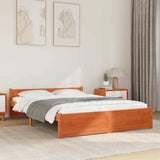 Bed Frame Wax Brown 205.5 x 155.5 x 51 cm Solid Pine Wood 870151