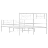 Metal Bed Frame without Mattress with Footboard White 150x200cm 355336