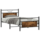 Bed Frame without Mattress Smoked Oak 107x203 cm Engineered Wood 4106757