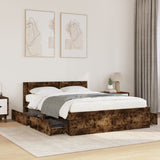 Bed Frame with Headboard without Mattress Smoked Oak 140x190 cm 3295594