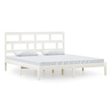 Bed Frame White Solid Pine Wood, Plywood Super King 3101234