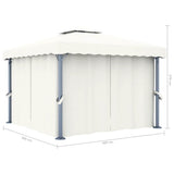 Gazebo with Curtain&LED String Lights 3x3 m Cream White 3070345