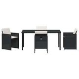 Garden Dining Set with Cushion Folding 5 pcs Black Poly rattan 3379942