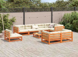 9 Piece Garden Sofa Set Wax Brown Solid Wood Pine 3299509