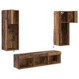 TV Wall Units Wall-mounted 5 pcs Black Oak Engineered Wood 3402923