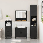 ZNTS 3 Piece Bathroom Furniture Set Black Engineered Wood 3301035