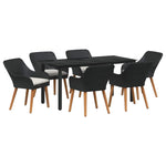 Garden Dining Set with Cushion 7 pcs Black Poly Rattan 3261674