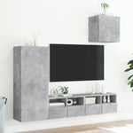 4 Piece TV Wall Units Concrete Grey Engineered Wood 3216503