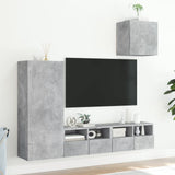 4 Piece TV Wall Units Concrete Grey Engineered Wood 3216503
