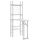 3 Piece Folding Dining Set with Storage Rack MDF and Steel White 284403