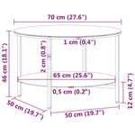 Tea Table Black and White Marble 70 cm Tempered Glass 331620