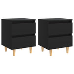 ZNTS Bed Cabinets with Solid Pinewood Legs 2 pcs Black 40x35x50 cm 805854