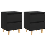 ZNTS Bed Cabinets with Solid Pinewood Legs 2 pcs Black 40x35x50 cm 805854